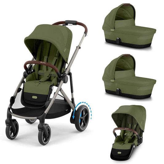 CYBEX e-Gazelle Twin Pushchair Moss Green