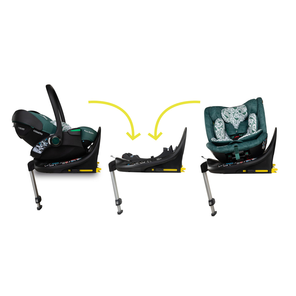 Cosatto Wow 3 Special Edition All Stage Family Rotate & Recline 2 Base Bundle Wildwood *AUGUST OFFER