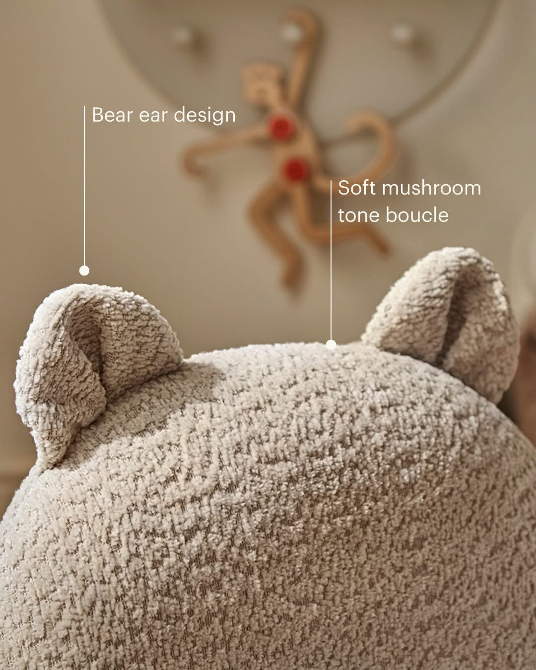 Cuddle Co Etta Bear Kids Chair - Boucle Mushroom