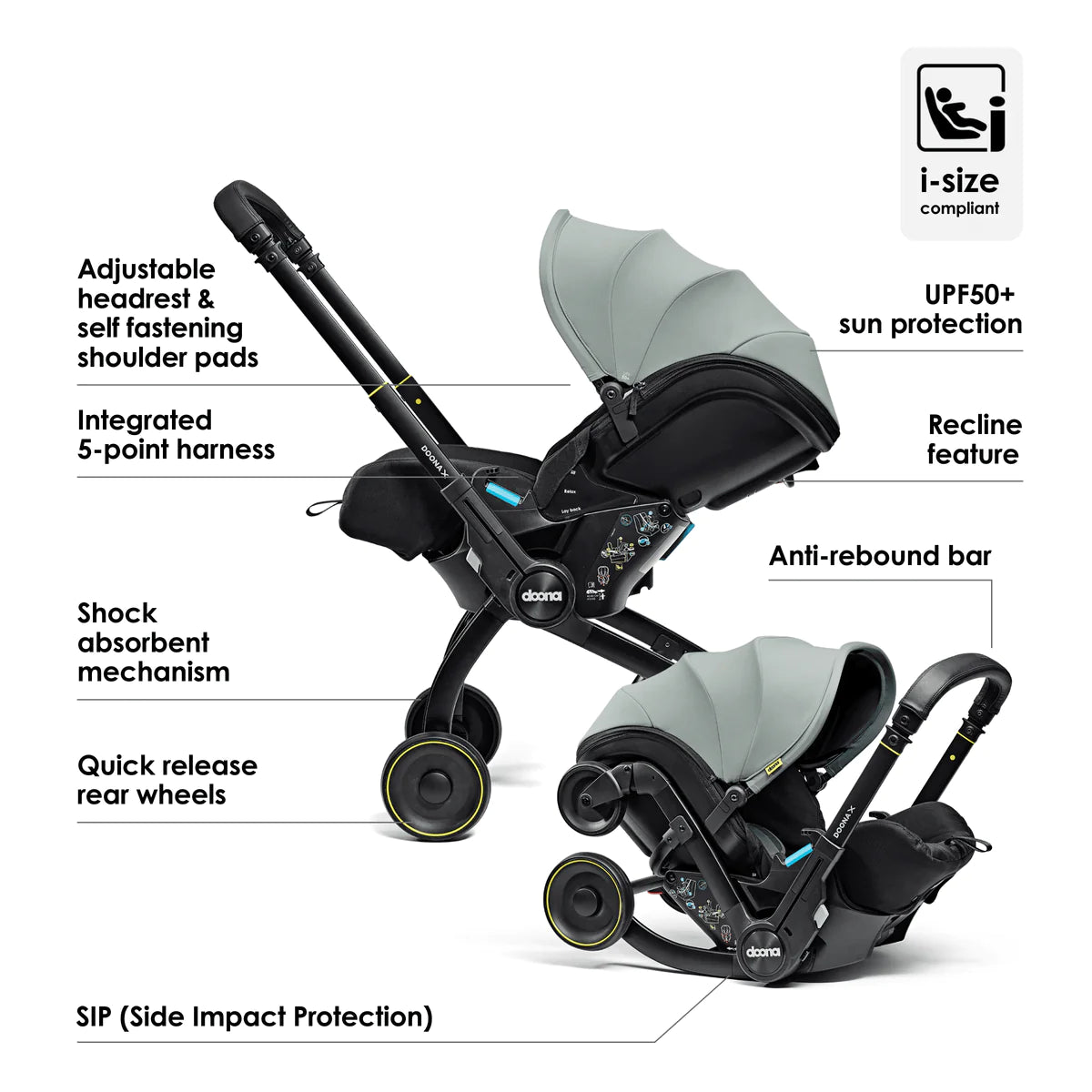 Doona X Recline Car Seat and Stroller Dusty Sage