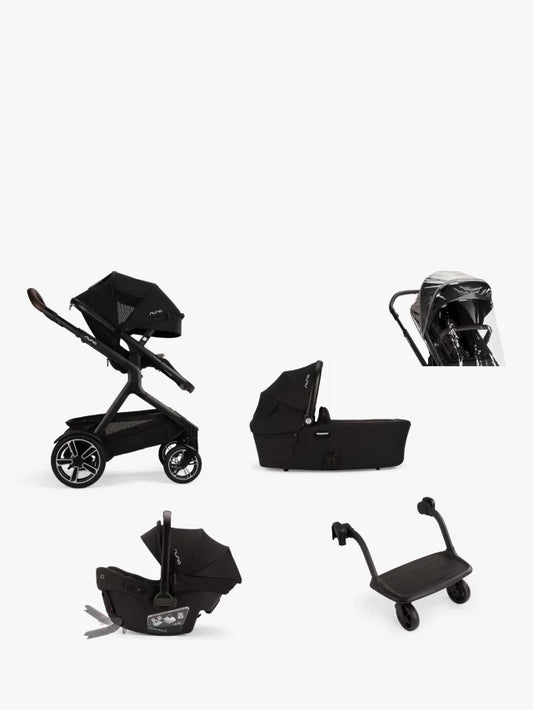 Nuna Demi Next Pushchair, Carrycot and Accessories with PIPA Urbn Car Seat Bundle, Caviar Ex Display