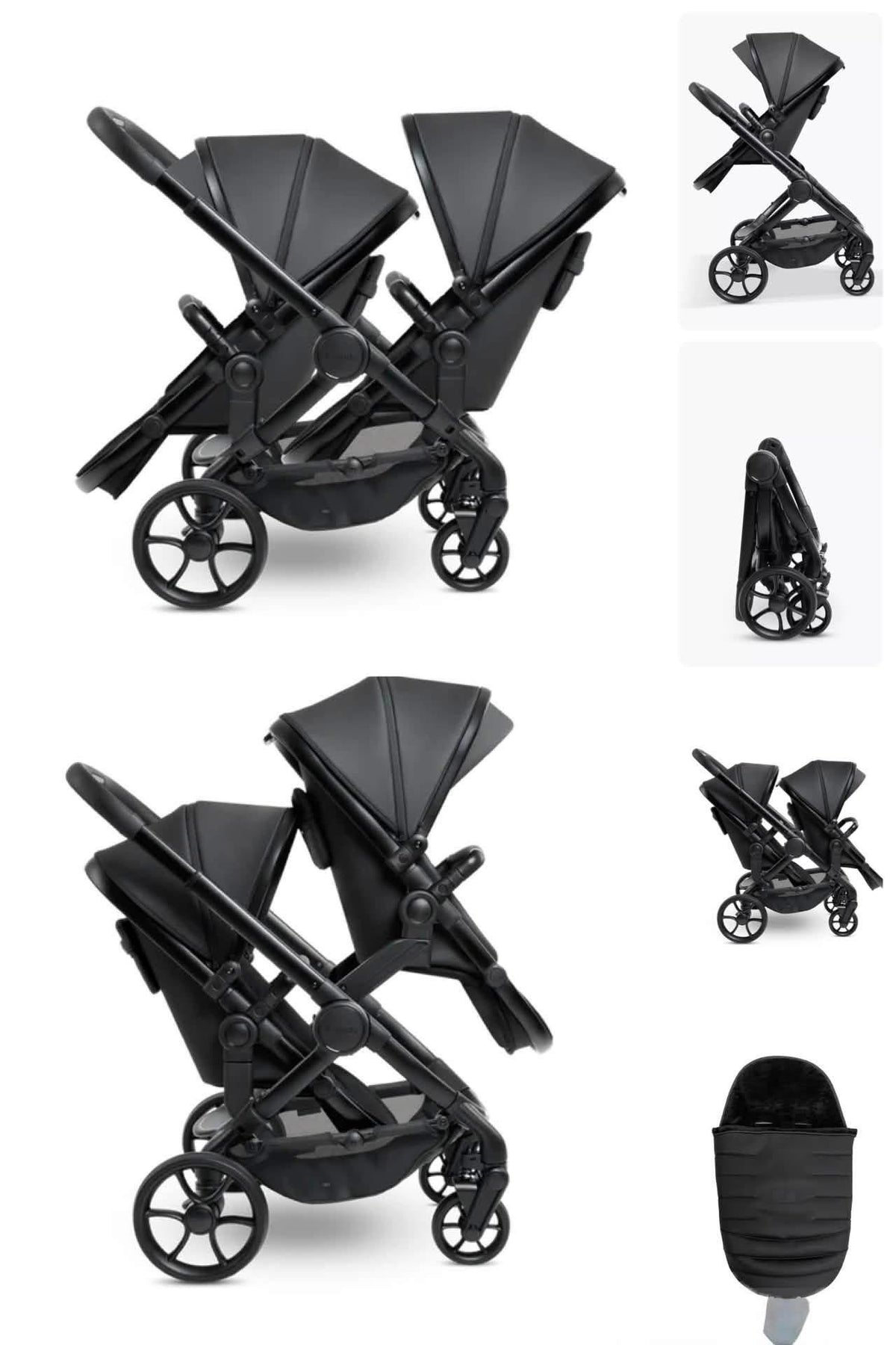 Icandy Peach 7 Twin Seat Bundle Studio With 2 Luxury Footmuffs
