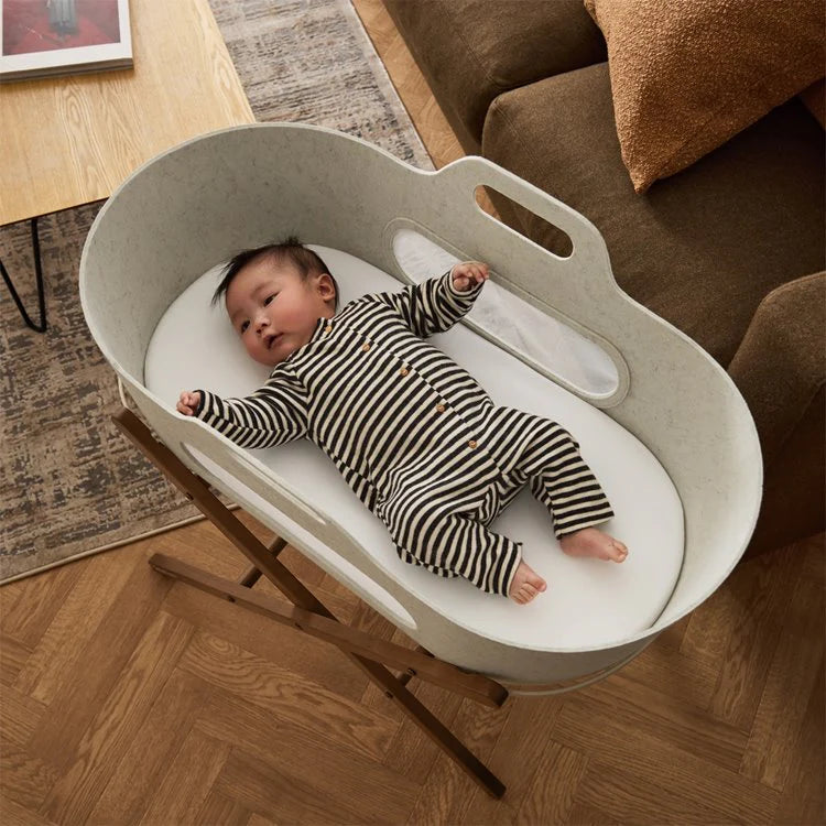 SnuzBaskit Graphite Moses Basket & Walnut Stand