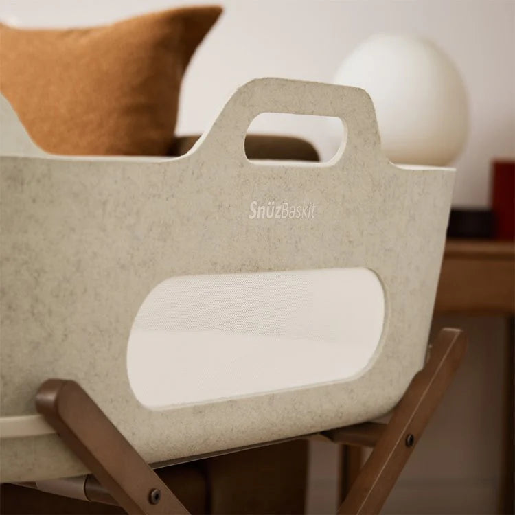 SnuzBaskit Graphite Moses Basket & Walnut Stand