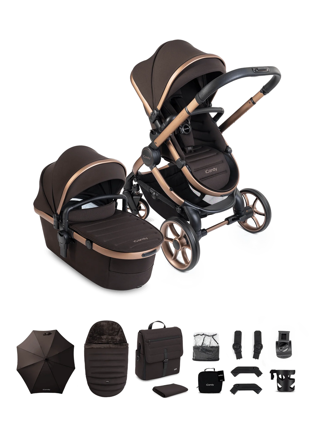 iCandy Peach 8 Pecan Pushchair and Carrycot - Pushchair Bundle