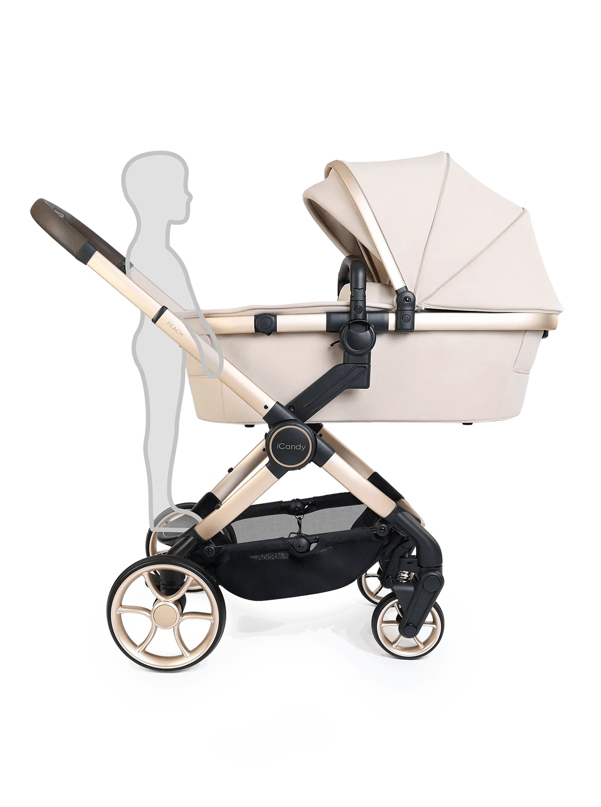 iCandy Peach 8 Biscotti Pushchair and Carrycot - 360 Car Seat Pushchair Bundle Mi Stand and Baby and Beyond Car Seat