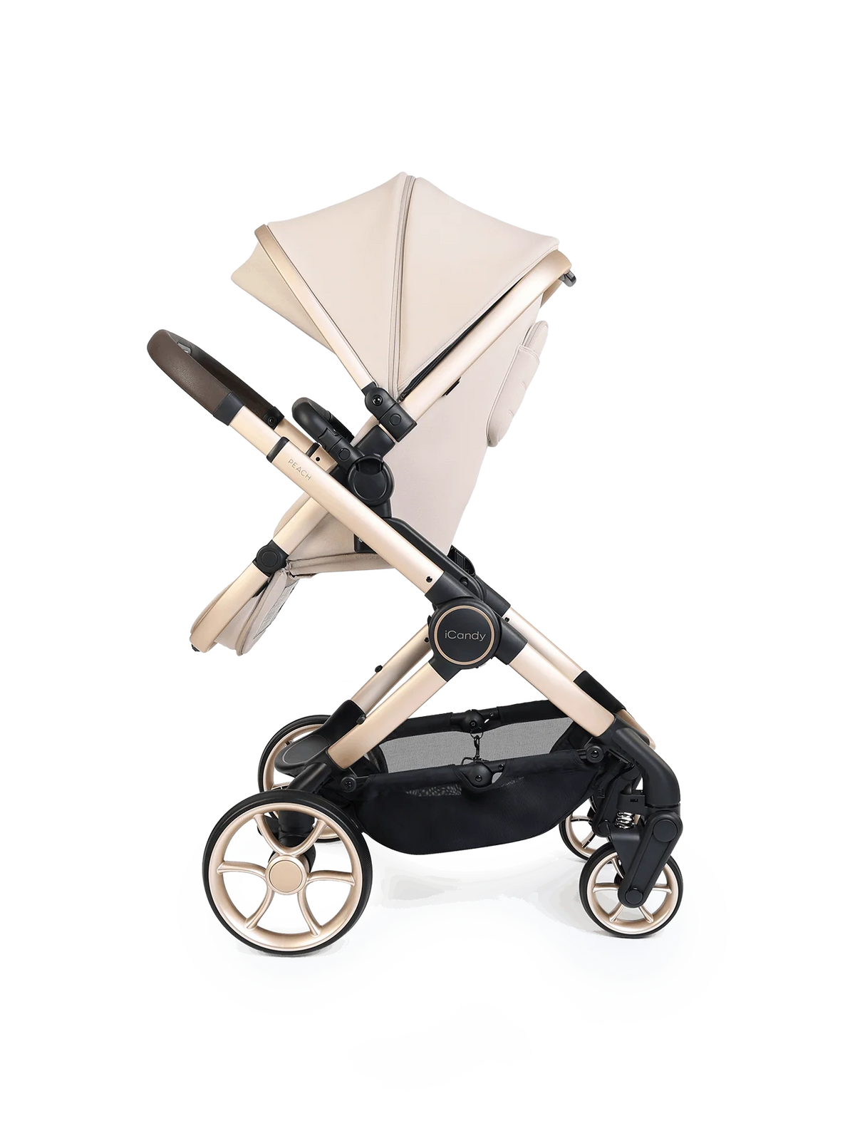 iCandy Peach 8 Biscotti Pushchair and Carrycot - 360 Car Seat Pushchair Bundle Mi Stand and Baby and Beyond Car Seat
