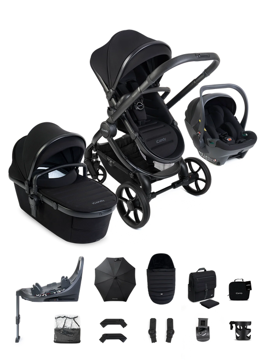 iCandy Peach 8 Black Pushchair and Carrycot - 360 Car Seat Pushchair Bundle