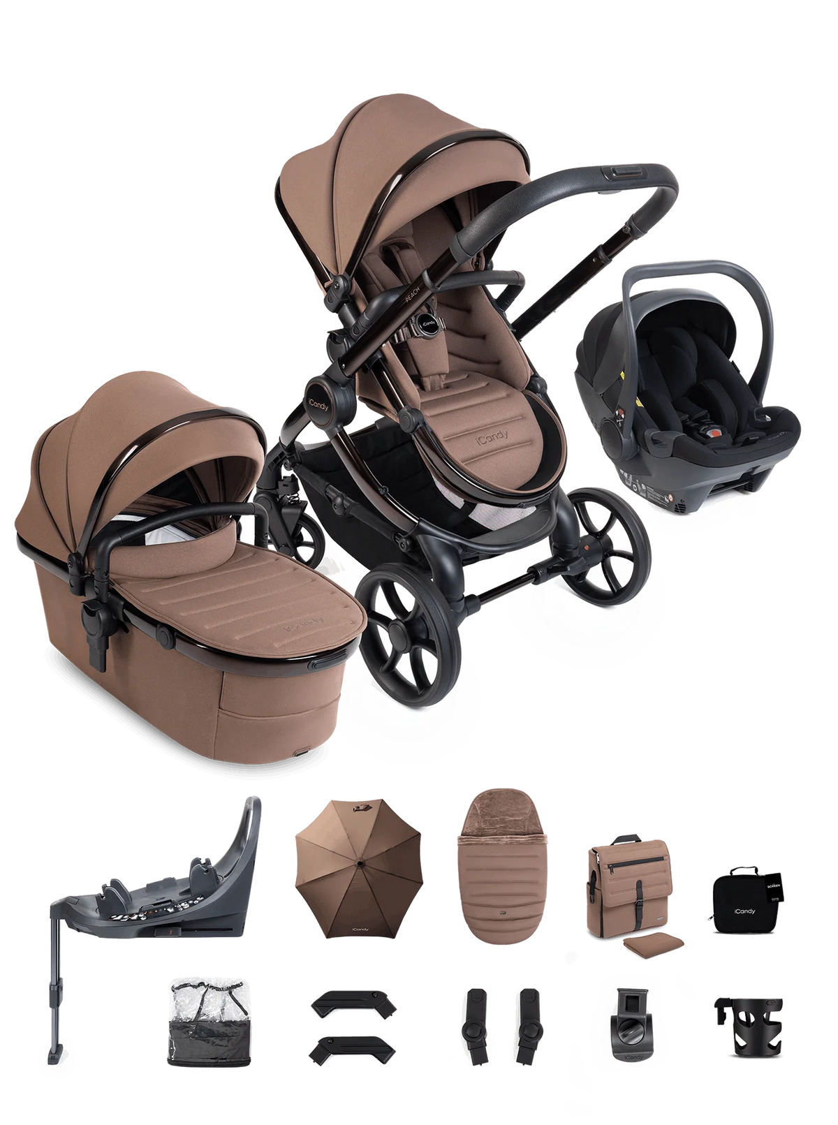 iCandy Peach 8 Coco Pushchair and Carrycot - 360 Car Seat Pushchair Bundle