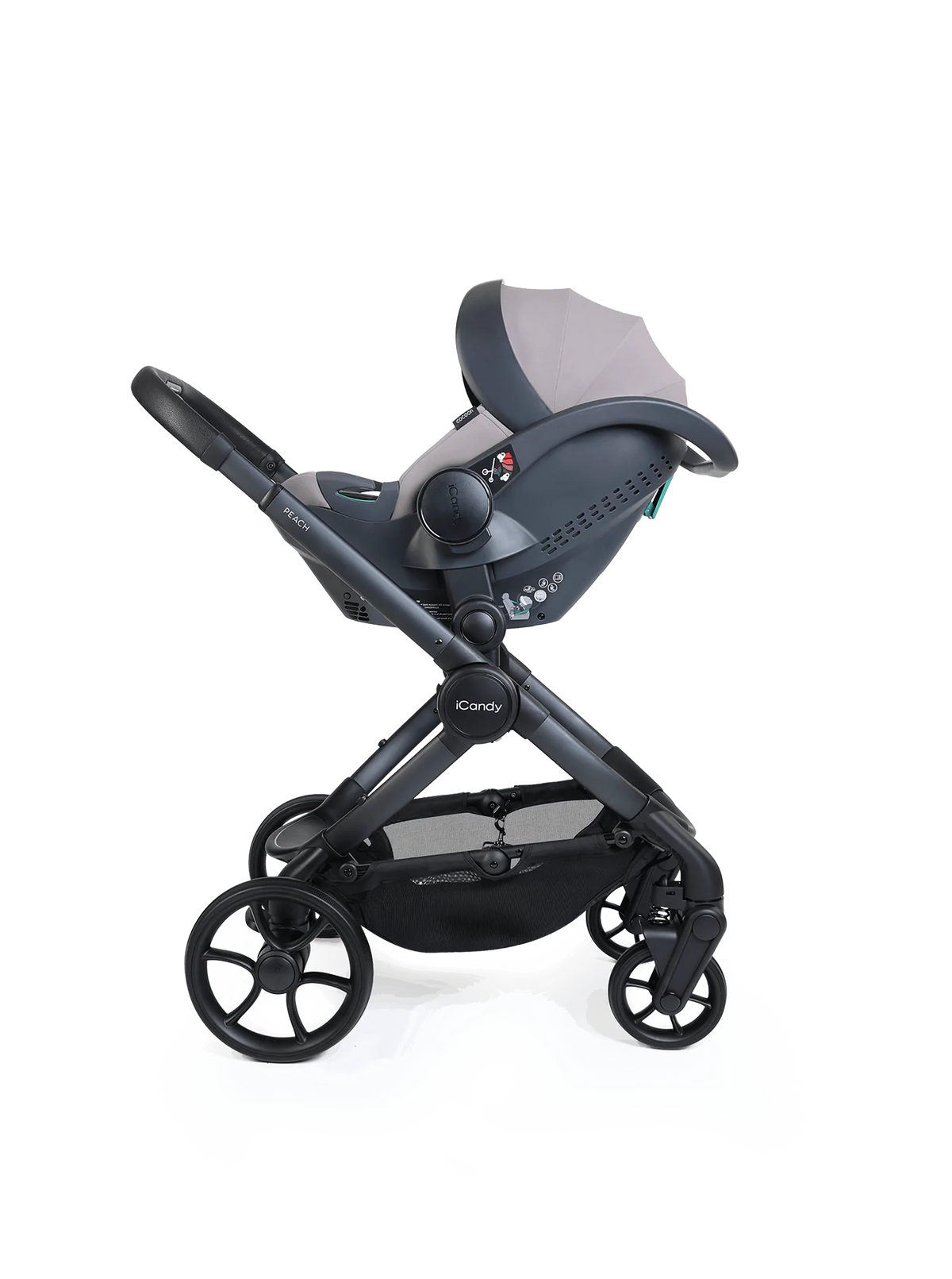 iCandy Peach 8 Grey Pushchair and Carrycot - 360 Car Seat Pushchair Bundle