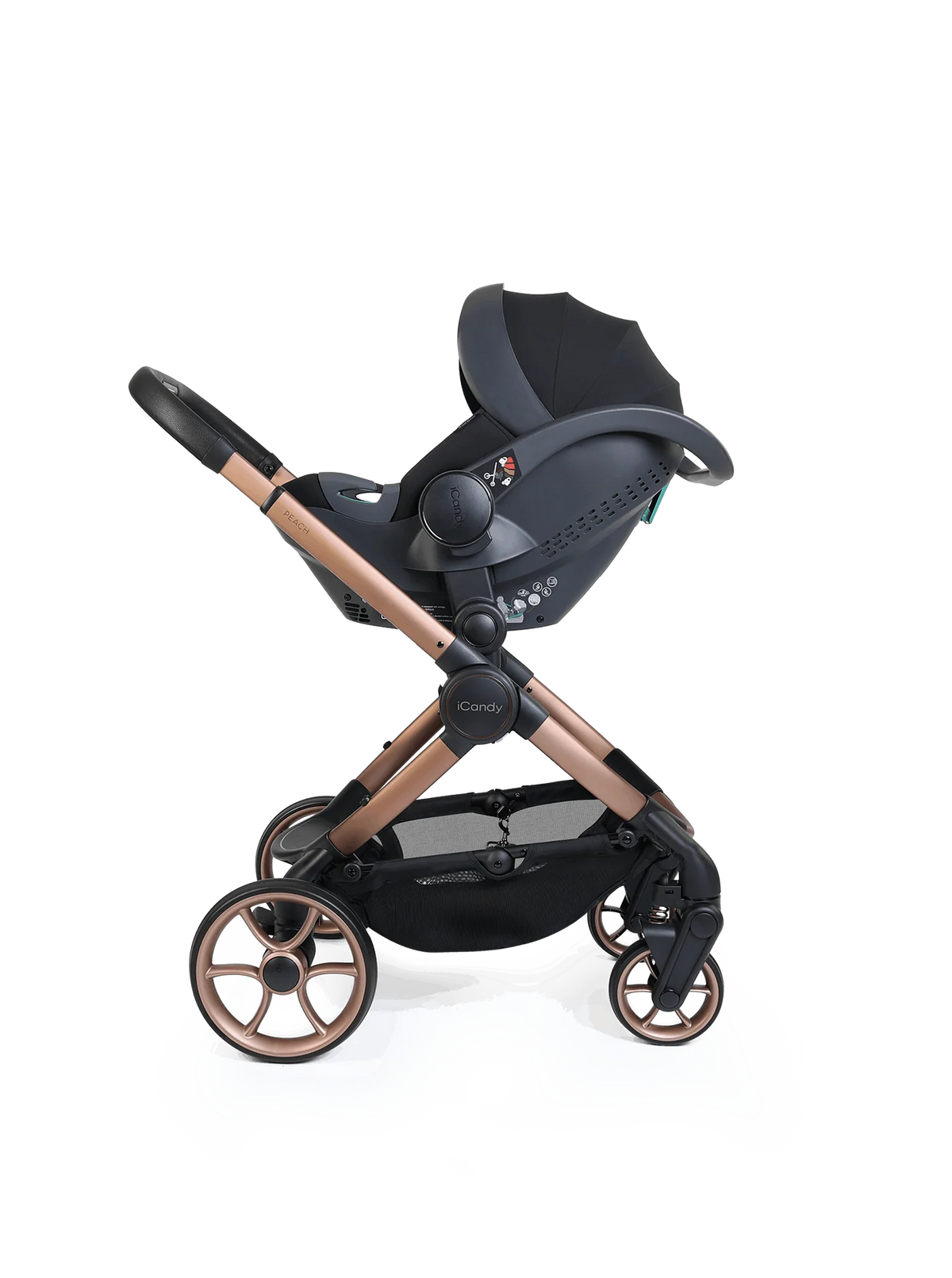 iCandy Peach 8 Pecan Pushchair and Carrycot - 360 Car Seat Pushchair Bundle