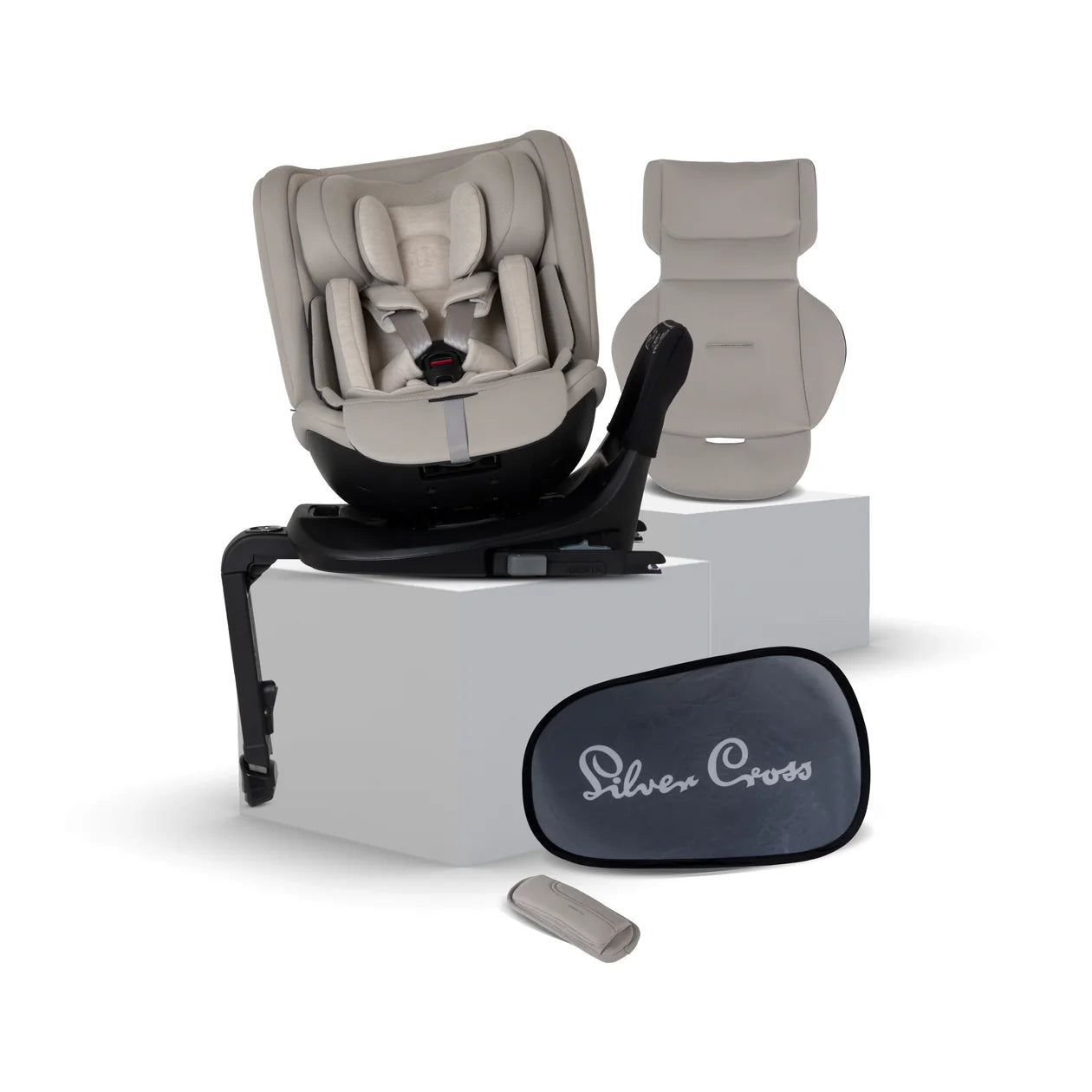 Silver Cross Motion 3 All Size 360 Rotating Car Seat Natural Taupe