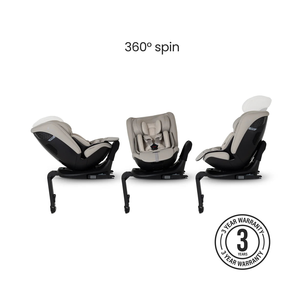 Silver Cross Motion 3 All Size 360 Rotating Car Seat Natural Taupe