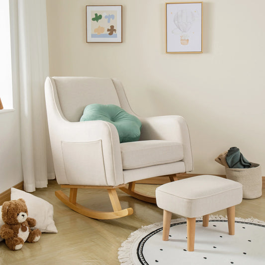 Ida Nursing Chair with Footstool – Ivory *AUGUST OFFER