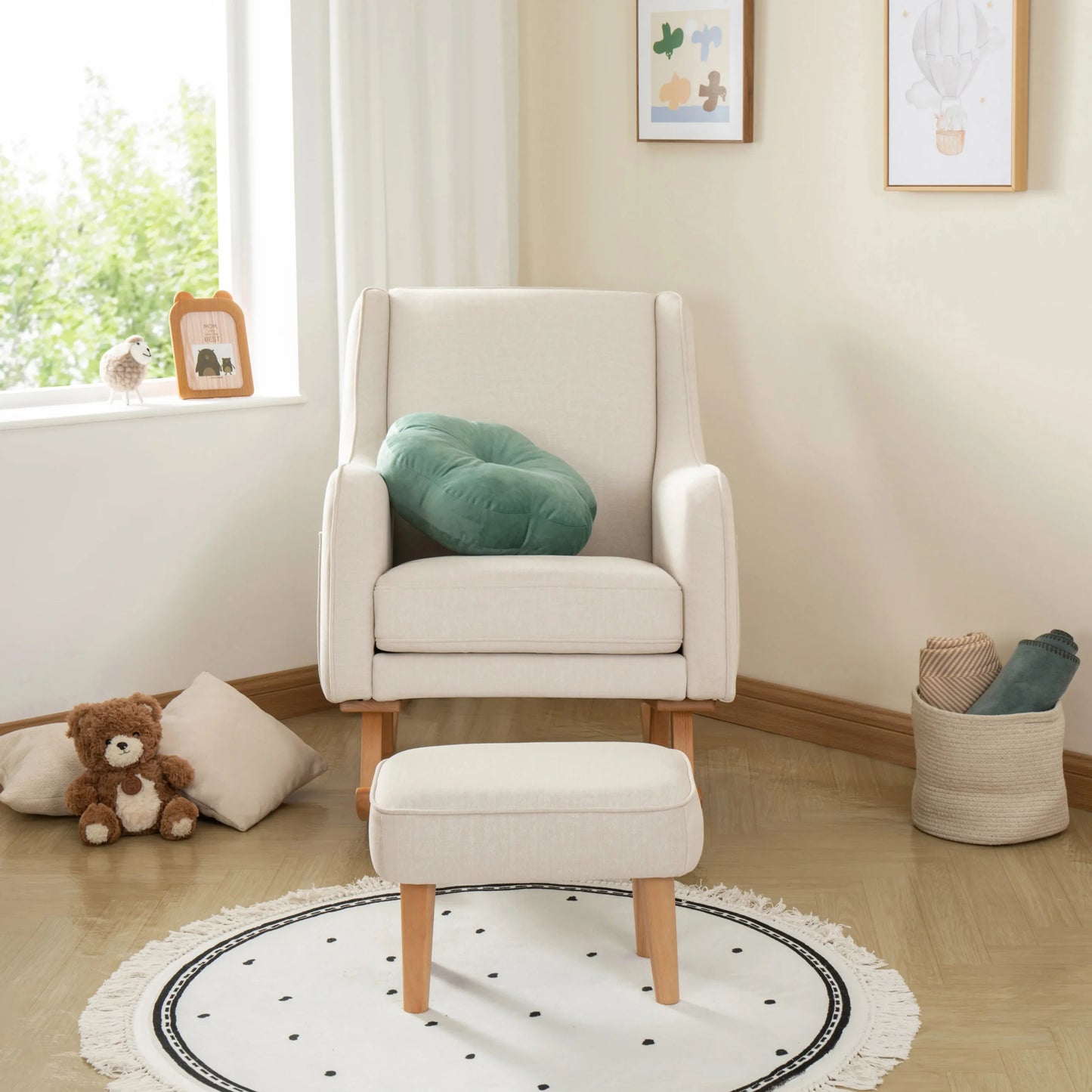 Ida Nursing Chair with Footstool – Ivory *AUGUST OFFER