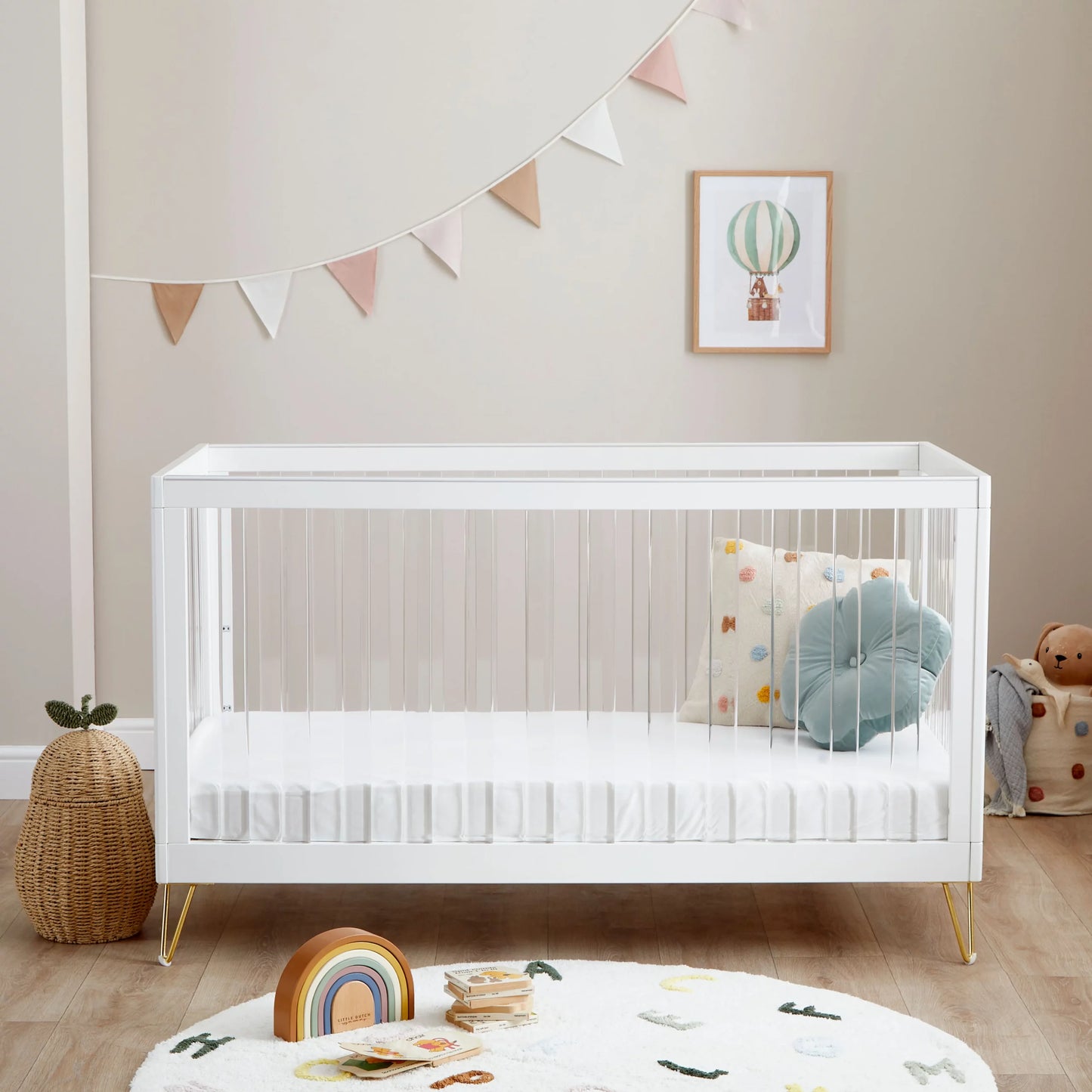 Babymore Kimi XL Acrylic 2 Piece Nursery Furniture Set *AUGUST OFFER FREE FOAM MATTRESS