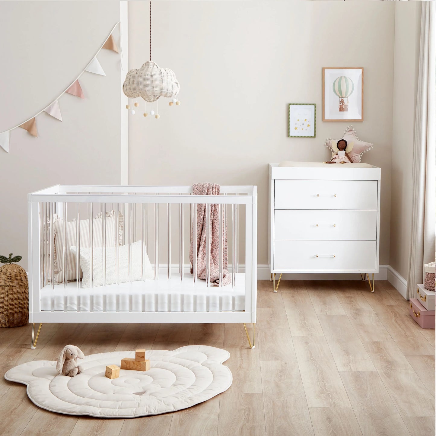 Babymore Kimi Acrylic 2 Piece Nursery Room Set *AUGUST OFFER FREE FOAM MATTRESS