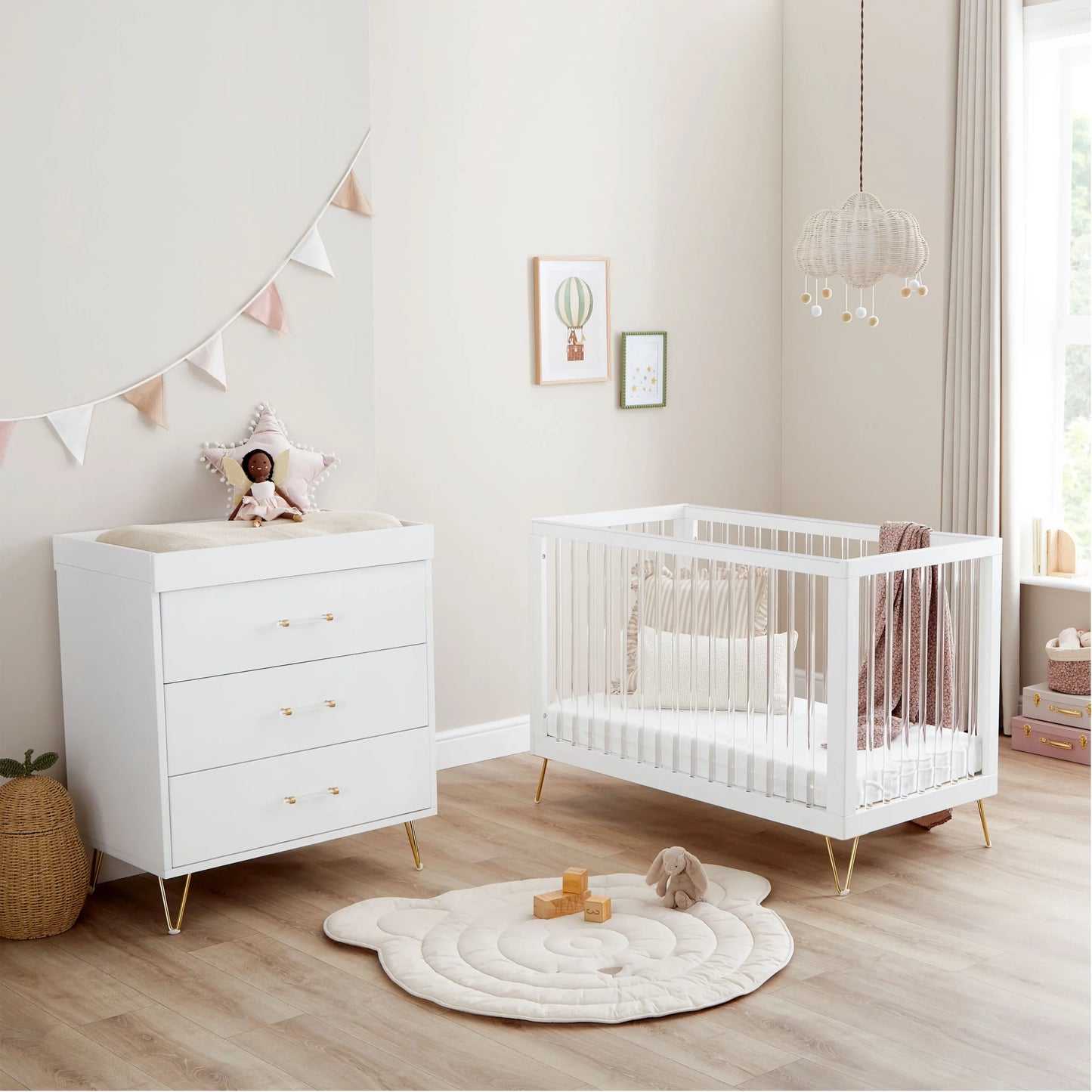 Babymore Kimi Acrylic 2 Piece Nursery Room Set *AUGUST OFFER FREE FOAM MATTRESS