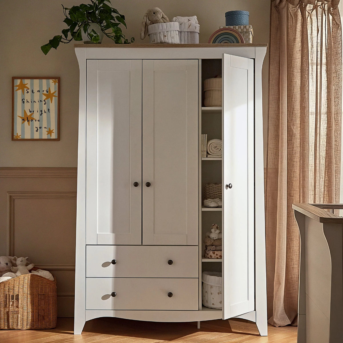 CuddleCo Clara Triple Wardrobe, White & Ash Pre Order