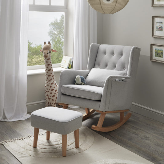 Babymore Lux Nursing Chair with Footstool – Grey *AUGUST OFFER