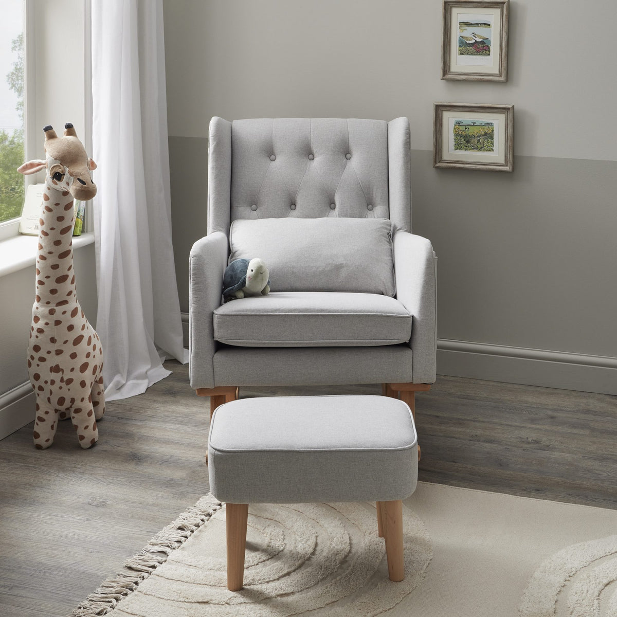 Babymore Lux Nursing Chair with Footstool – Grey *AUGUST OFFER