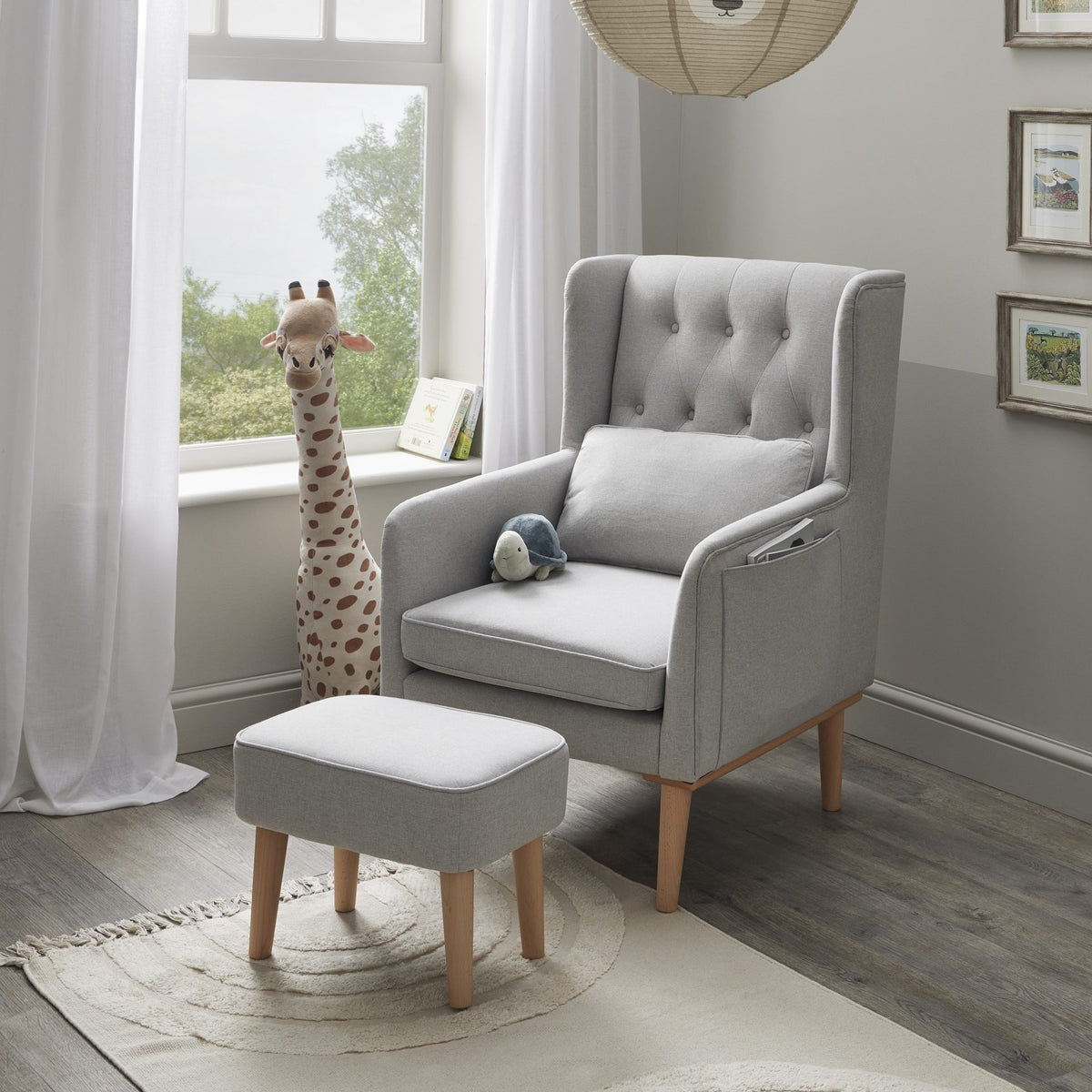 Babymore Lux Nursing Chair with Footstool – Grey *AUGUST OFFER