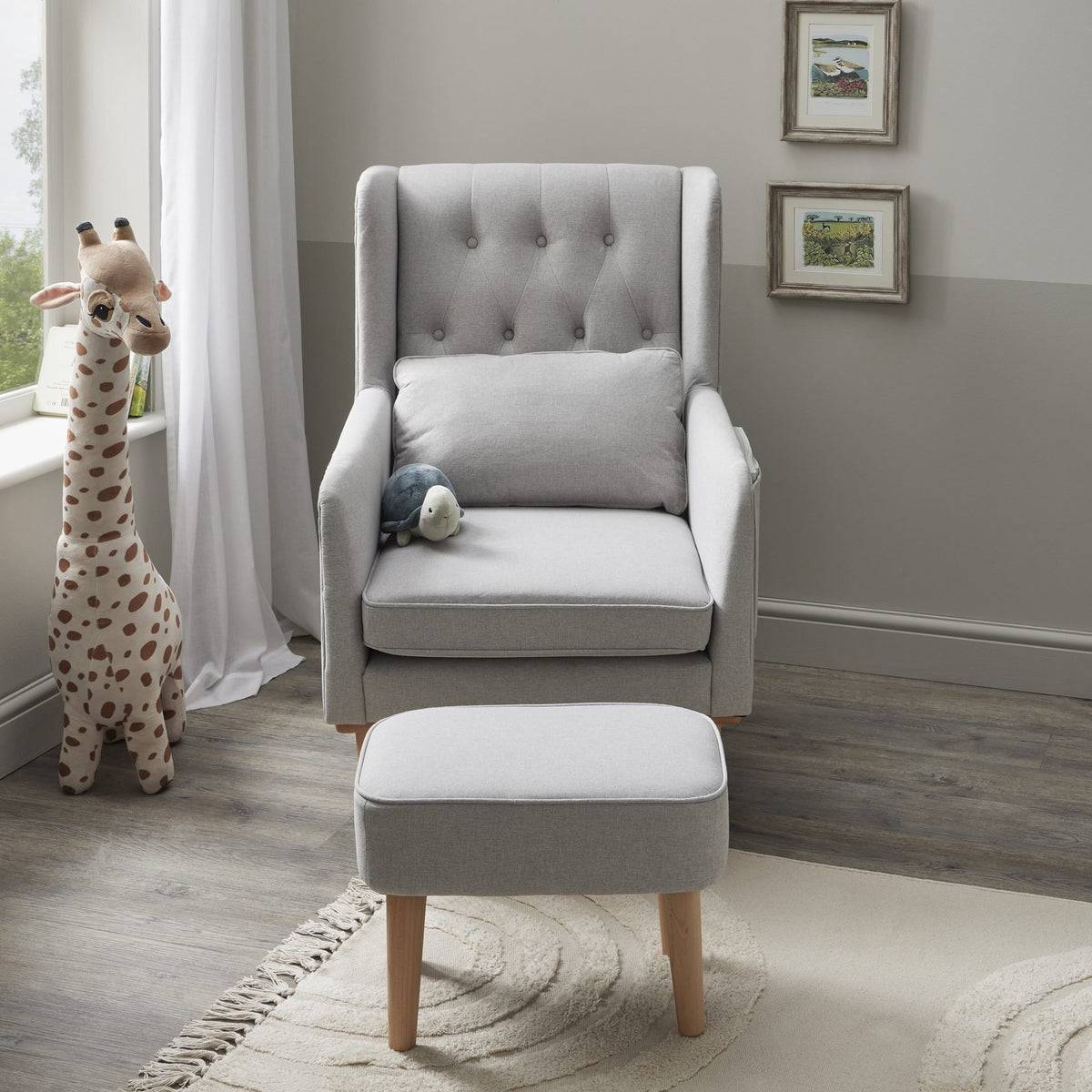 Babymore Lux Nursing Chair with Footstool – Grey *AUGUST OFFER