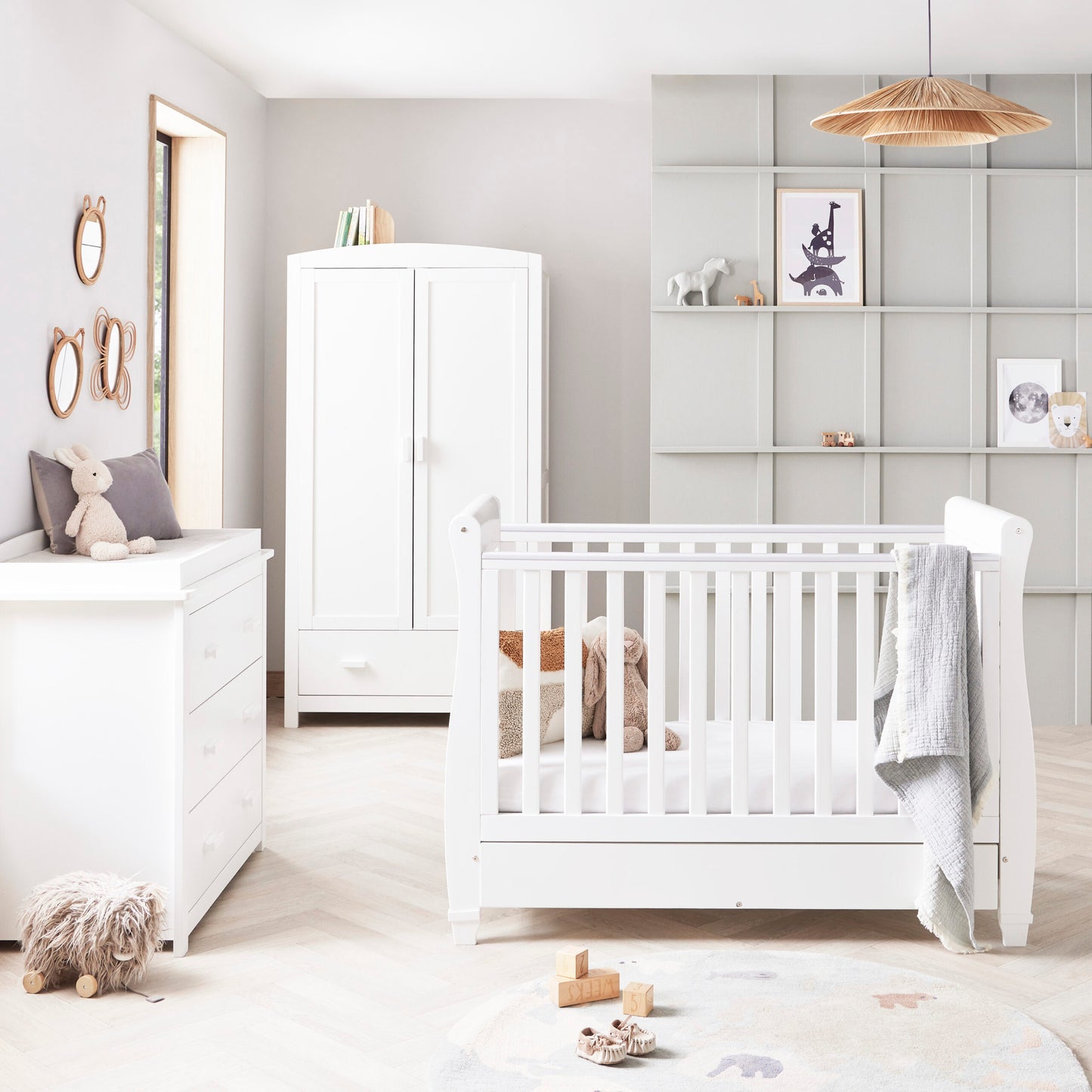 Babymore Eva 3 Piece Nursery Room Set – White *AUGUST OFFER