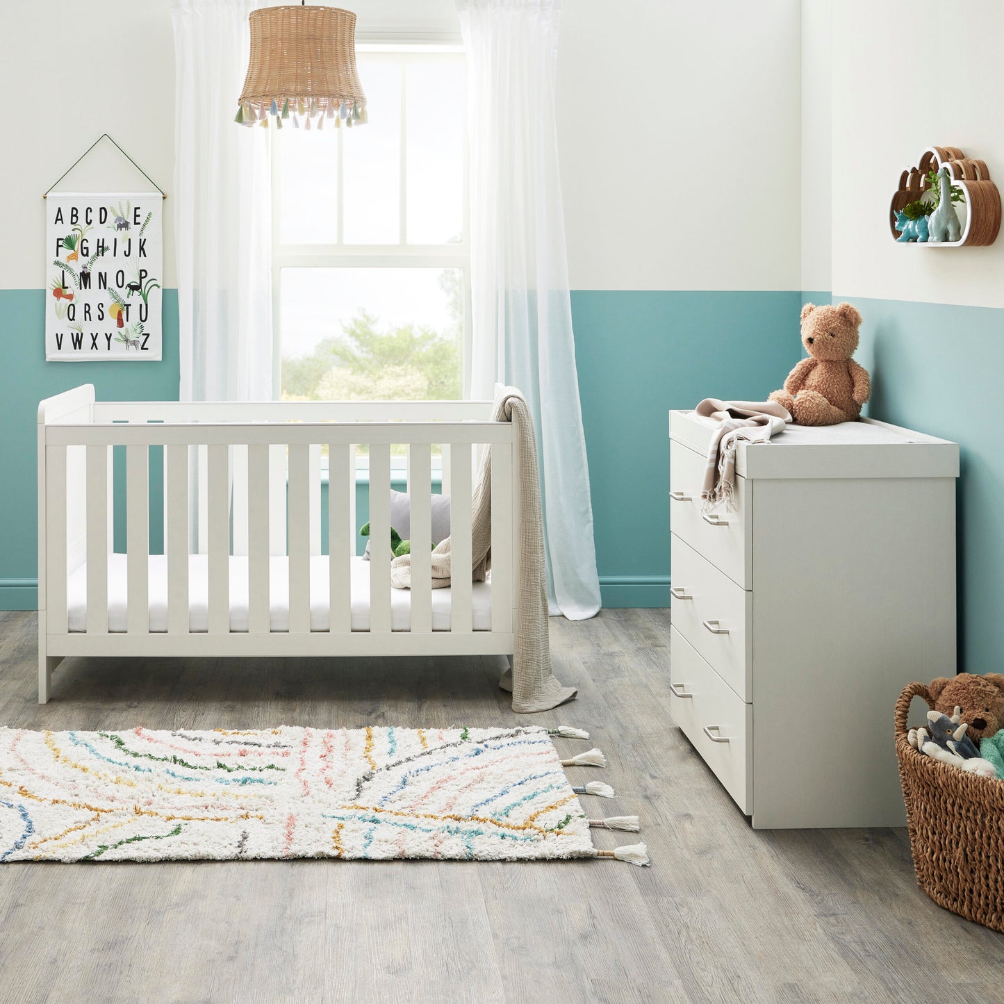 Babymore Caro 2 Piece Nursery Room Set – White Wash