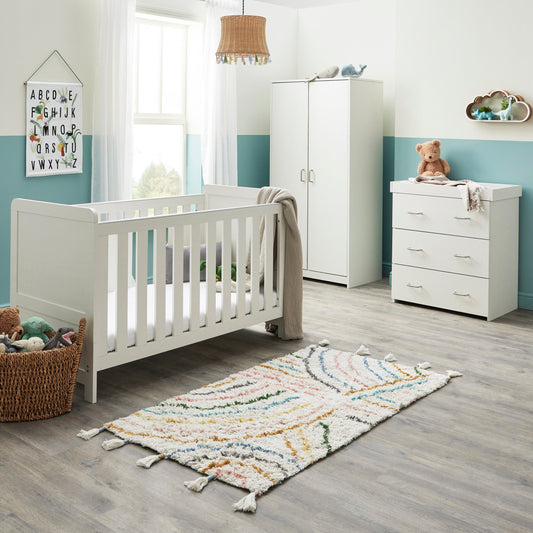 Babymore Caro 3 Piece Nursery Room Set – White Wash *AUGUST OFFER FREE FOAM MATTRESS
