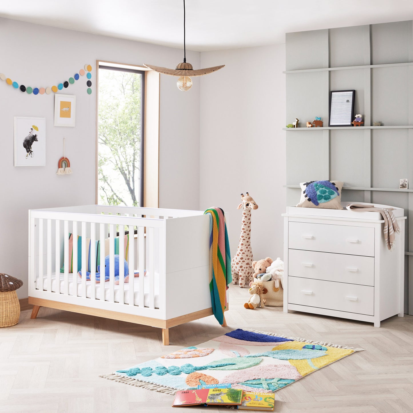 Babymore Mona 2 Piece Nursery Room Set – white *AUGUST OFFER & FREE FOAM MATTRESS
