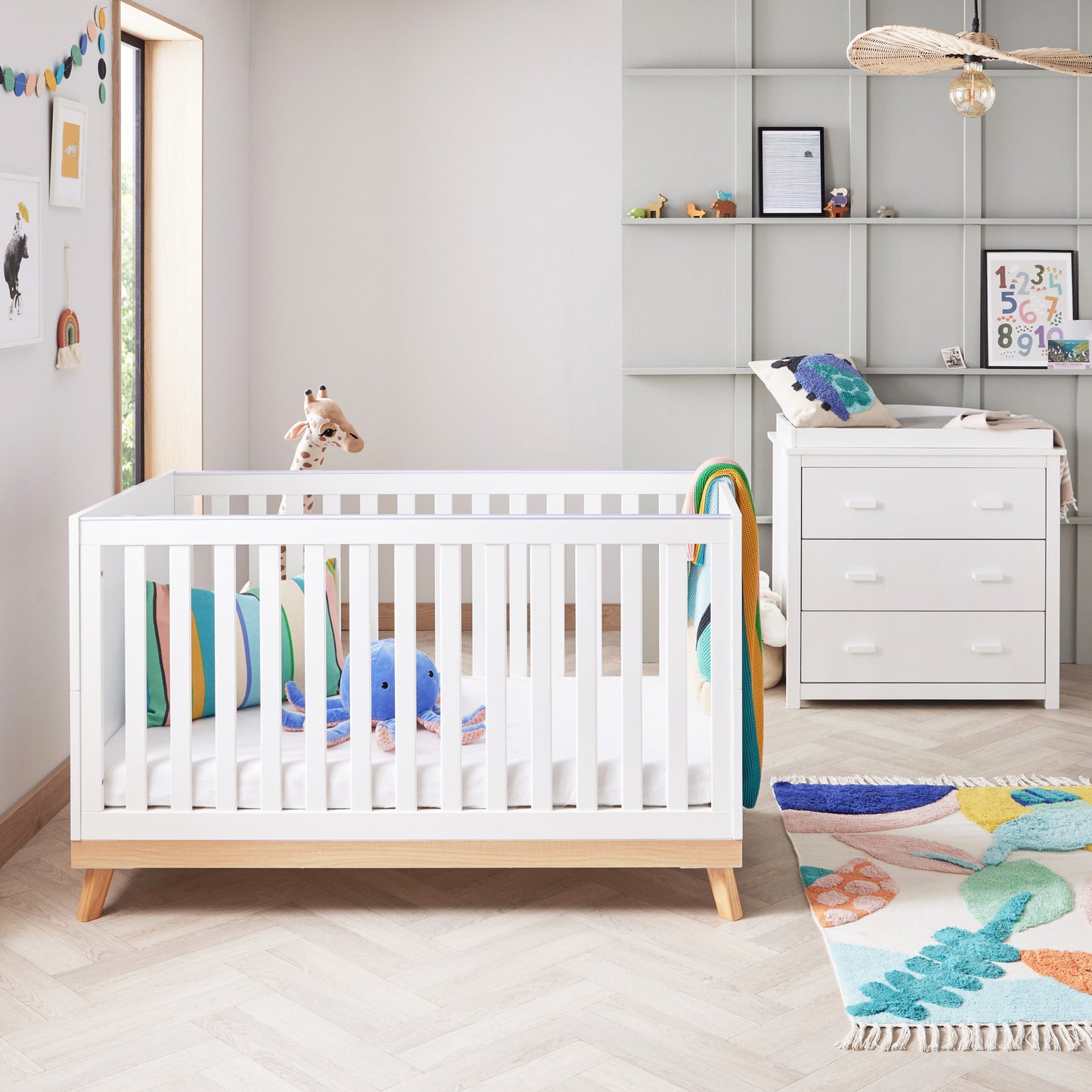 Babymore Mona 2 Piece Nursery Room Set – white *AUGUST OFFER & FREE FOAM MATTRESS