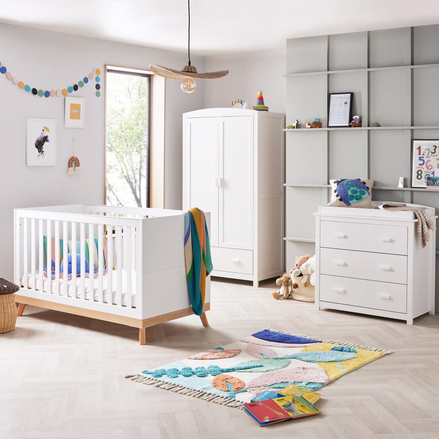 Babymore Mona 3 Piece Nursery Room Set – white *AUGUST OFFER & FREE FOAM MATTRESS