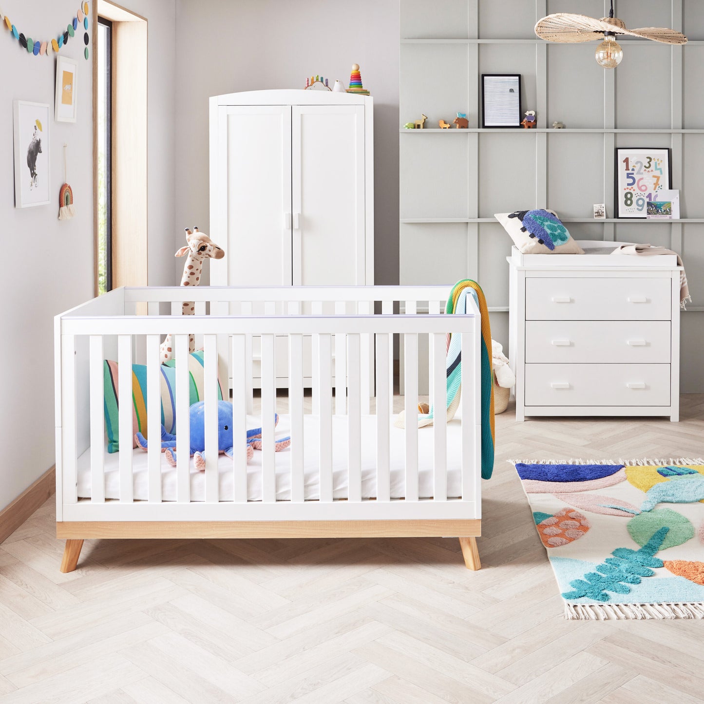 Babymore Mona 3 Piece Nursery Room Set – white *AUGUST OFFER & FREE FOAM MATTRESS
