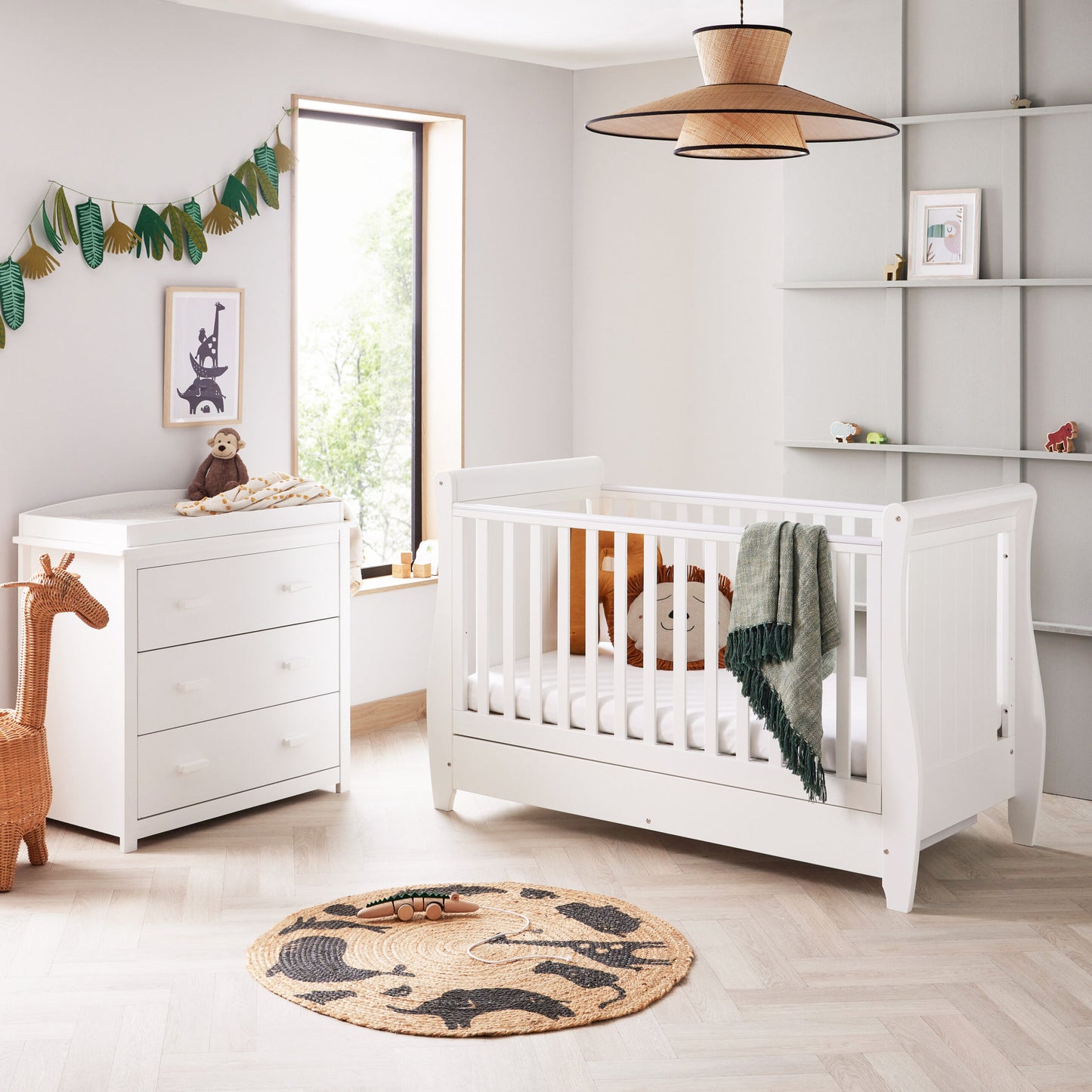 Babymore Stella 2 Piece Nursery Room Set – white *AUGUST OFFER & FREE FOAM MATTRESS