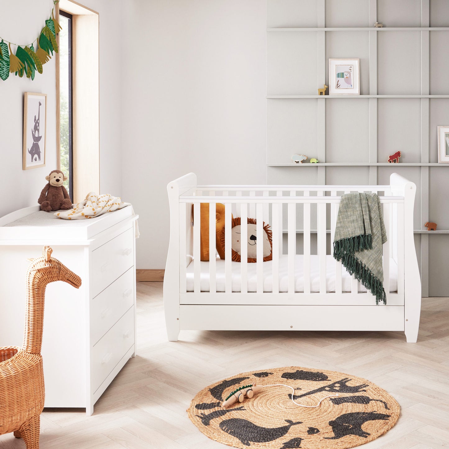Babymore Stella 2 Piece Nursery Room Set – white *AUGUST OFFER & FREE FOAM MATTRESS