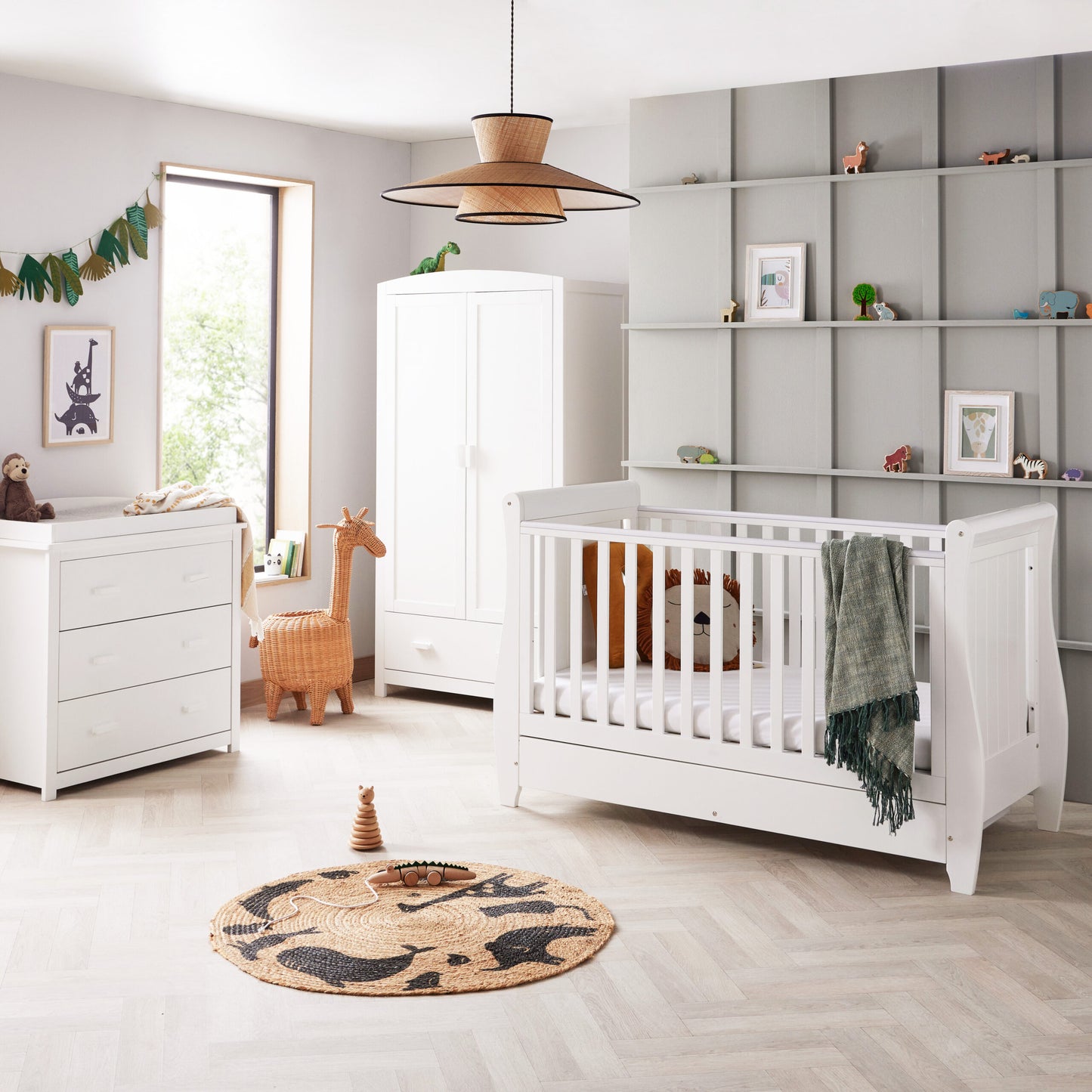 Babymore Stella 3 Piece Nursery Room Set – white *AUGUST OFFER & FREE FOAM MATTRESS