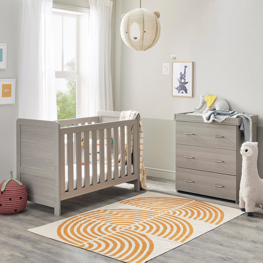 Babymore Caro Mini 2 Piece Nursery Room Set – Grey Wash *AUGUST OFFER FREE FOAM MATTRESS
