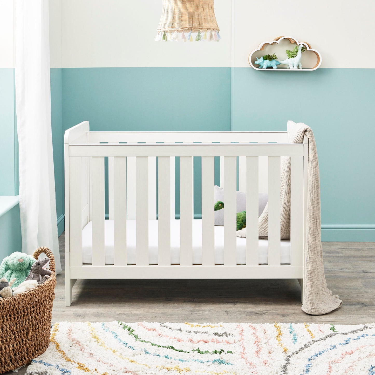 Babymore Caro Mini 3 Piece Nursery Room Set – White Wash *AUGUST OFFER FREE FOAM MATTRESS