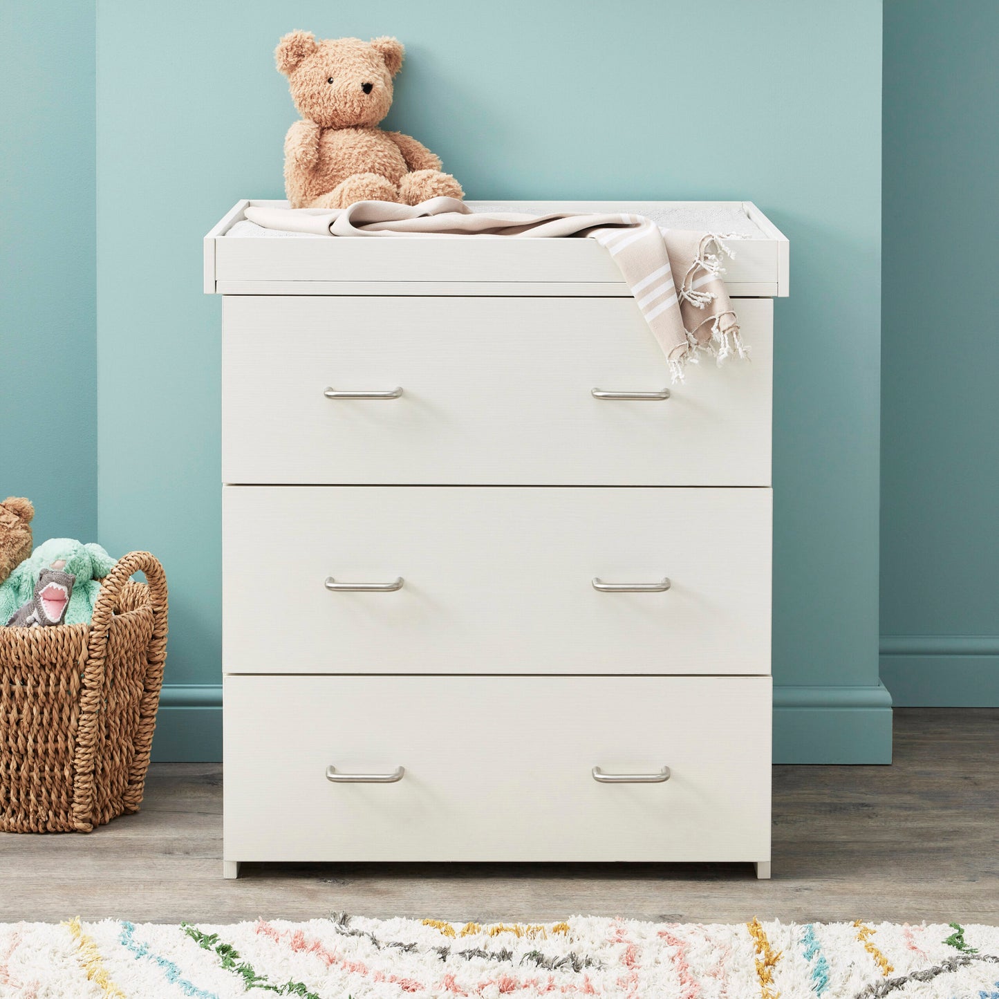 Babymore Caro Mini 3 Piece Nursery Room Set – White Wash *AUGUST OFFER FREE FOAM MATTRESS