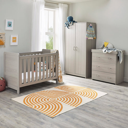 Babymore Caro Mini 3 Piece Nursery Room Set – Grey Wash *AUGUST OFFER FREE FOAM MATTRESS