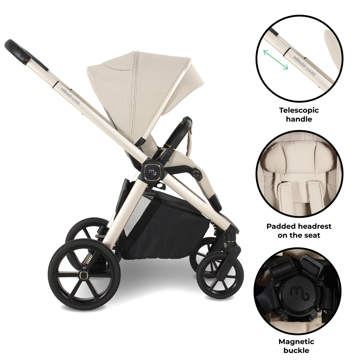 My Babiie MB450 LUXE 3-in-1 Travel System with Base - Feather Pre Order
