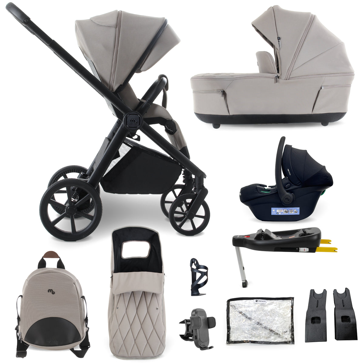 My Babiie MB450 LUXE 3-in-1 Travel System with Base - Mink Pre Order