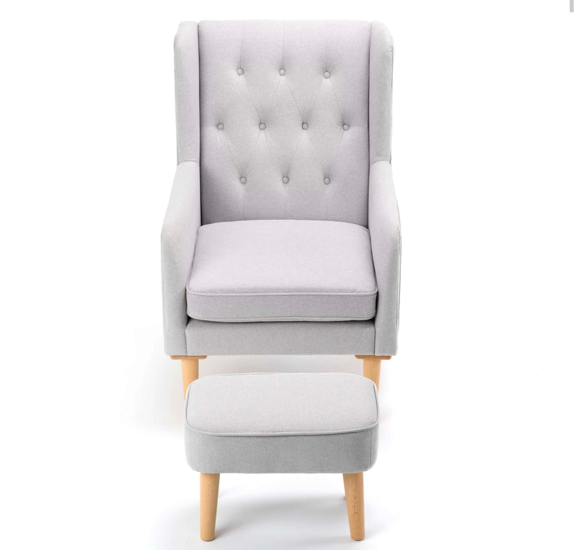 Babymore Lux Nursing Chair with Footstool – Grey *AUGUST OFFER