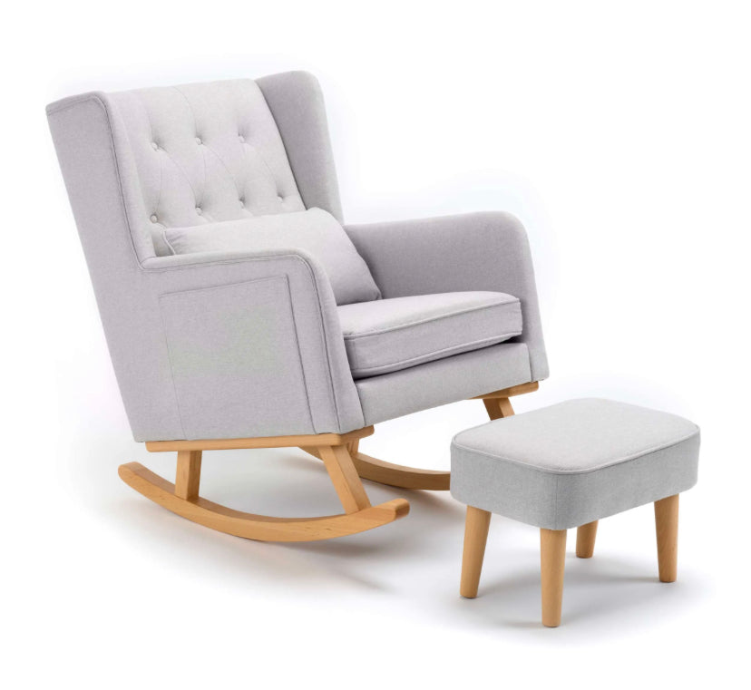 Babymore Lux Nursing Chair with Footstool – Grey *AUGUST OFFER
