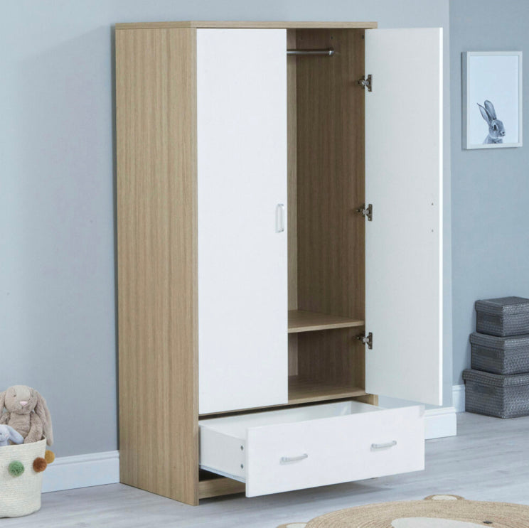Babymore Luno 3 Piece Furniture Room Set-Oak & White