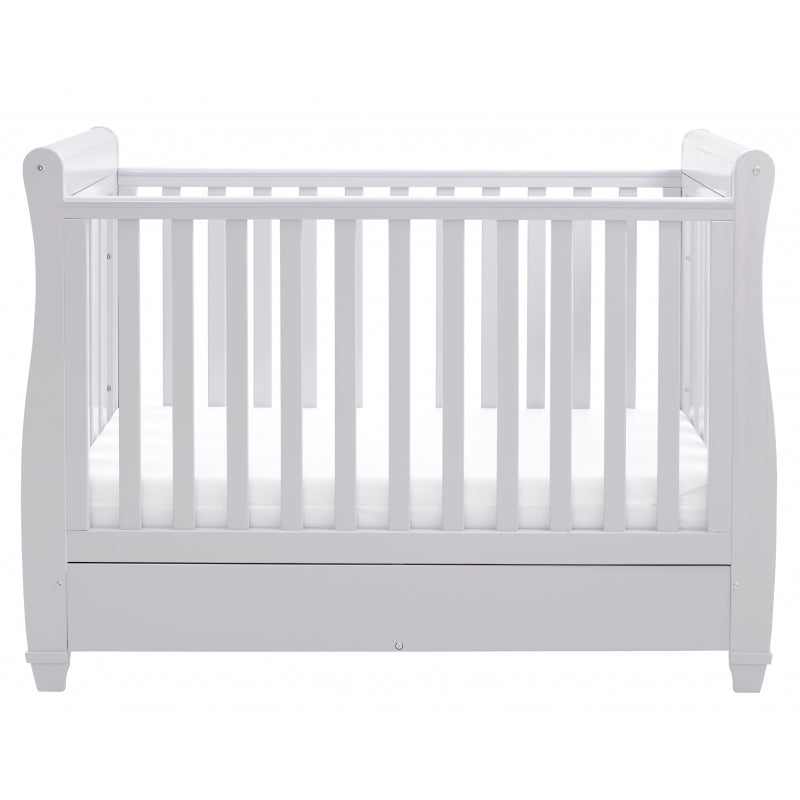 Babymore Eva Sleigh Cot Bed Drop side with Drawer-Grey *AUGUST OFFER