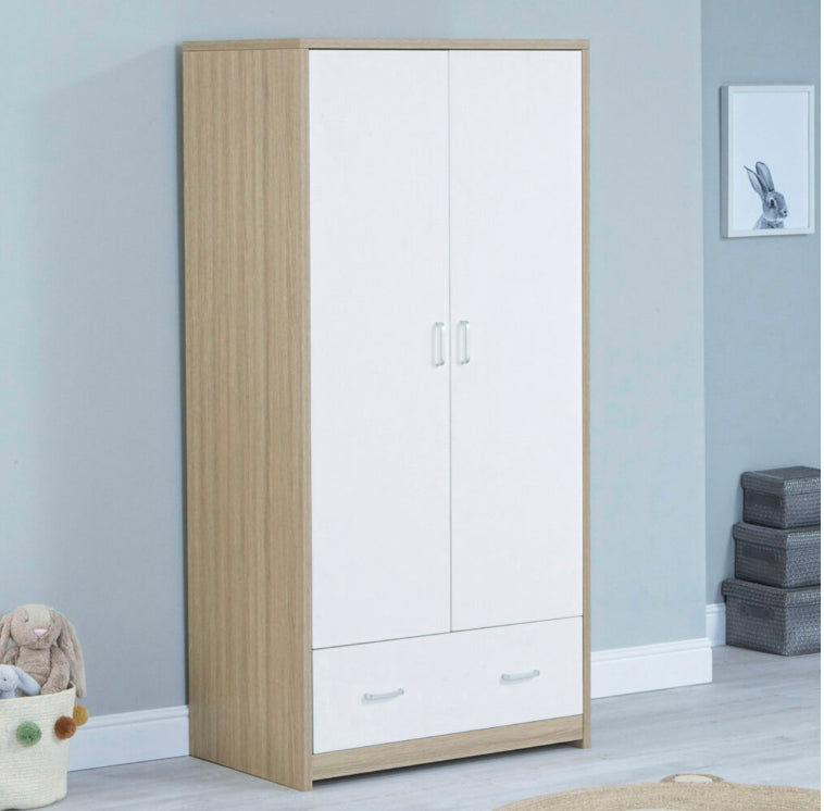Babymore Luno 3 Piece Furniture Room Set-Oak & White