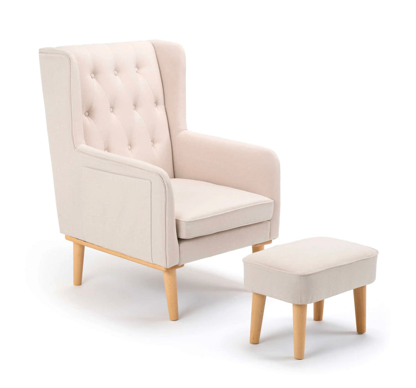 Babymore Lux Nursing Chair with Footstool – Cream
