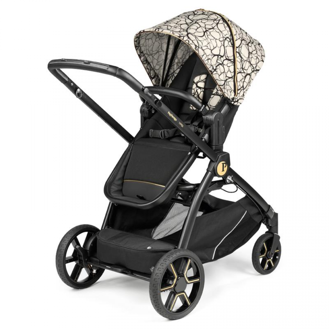 Peg Perego Ypsi 3 in 1 Lounge Modular Travel System Bundle, Graphic Gold